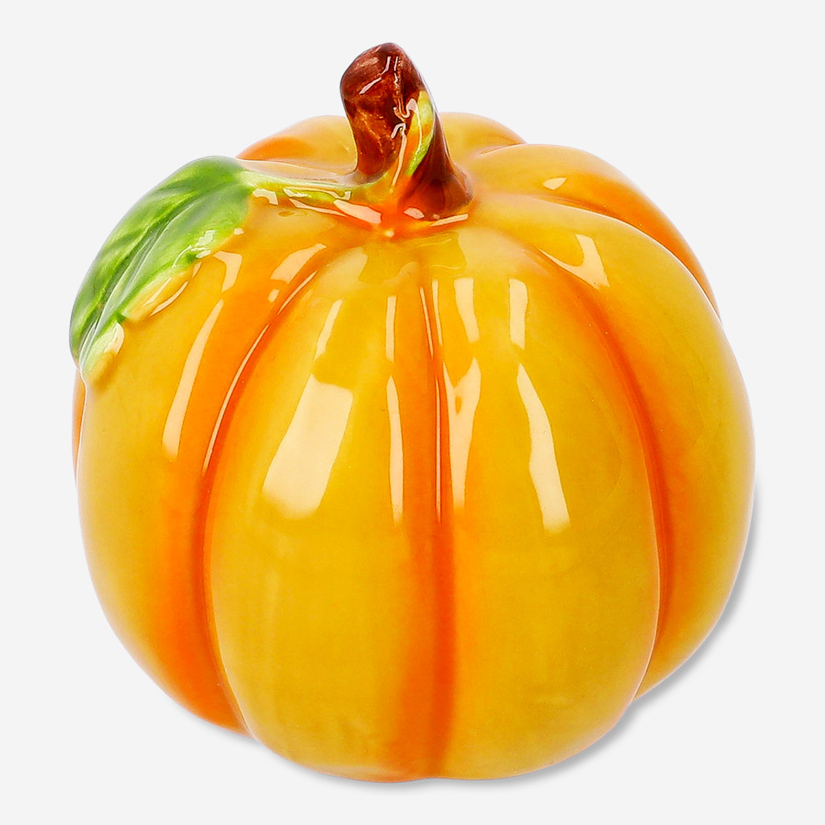 Decorative 8 cm pumpkin from Flying Tiger Copenhagen, ideal for home decor with vibrant orange color and textured surface.
