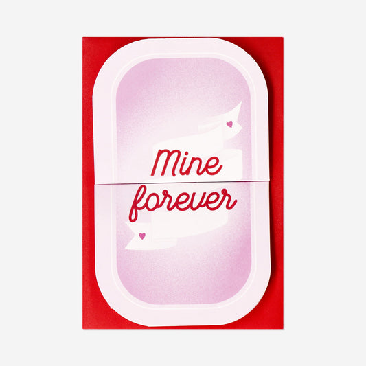 Pink greetings card with sardines