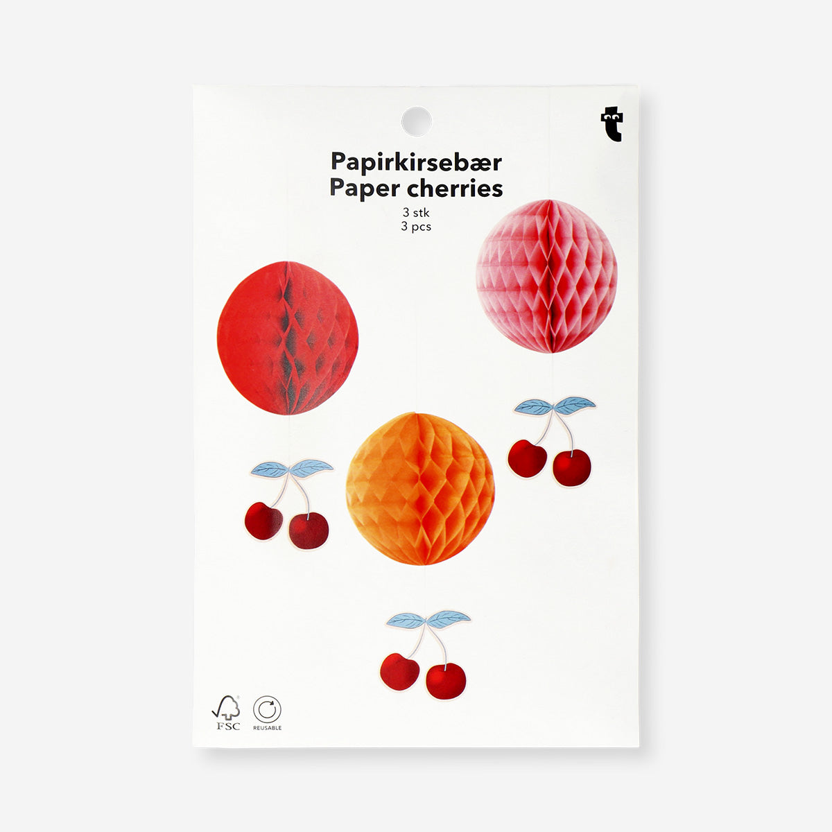 Ciliegie di carta a nido d'ape - 3 pz