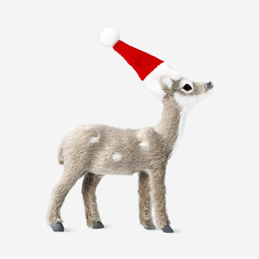 Decorative grey Christmas roe deer - 13 cm
