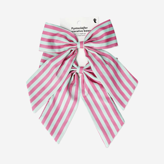 Decorative clip on bows with pink stripes - 2 pcs
