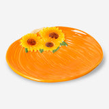 Decorative 20cm Flying Tiger Copenhagen sunflowers embossed ceramic plate for kitchen use, featuring detailed sunflower design.