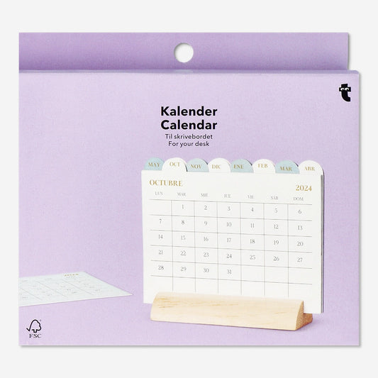 Tischkalender mit Holzhalterung - Englisch