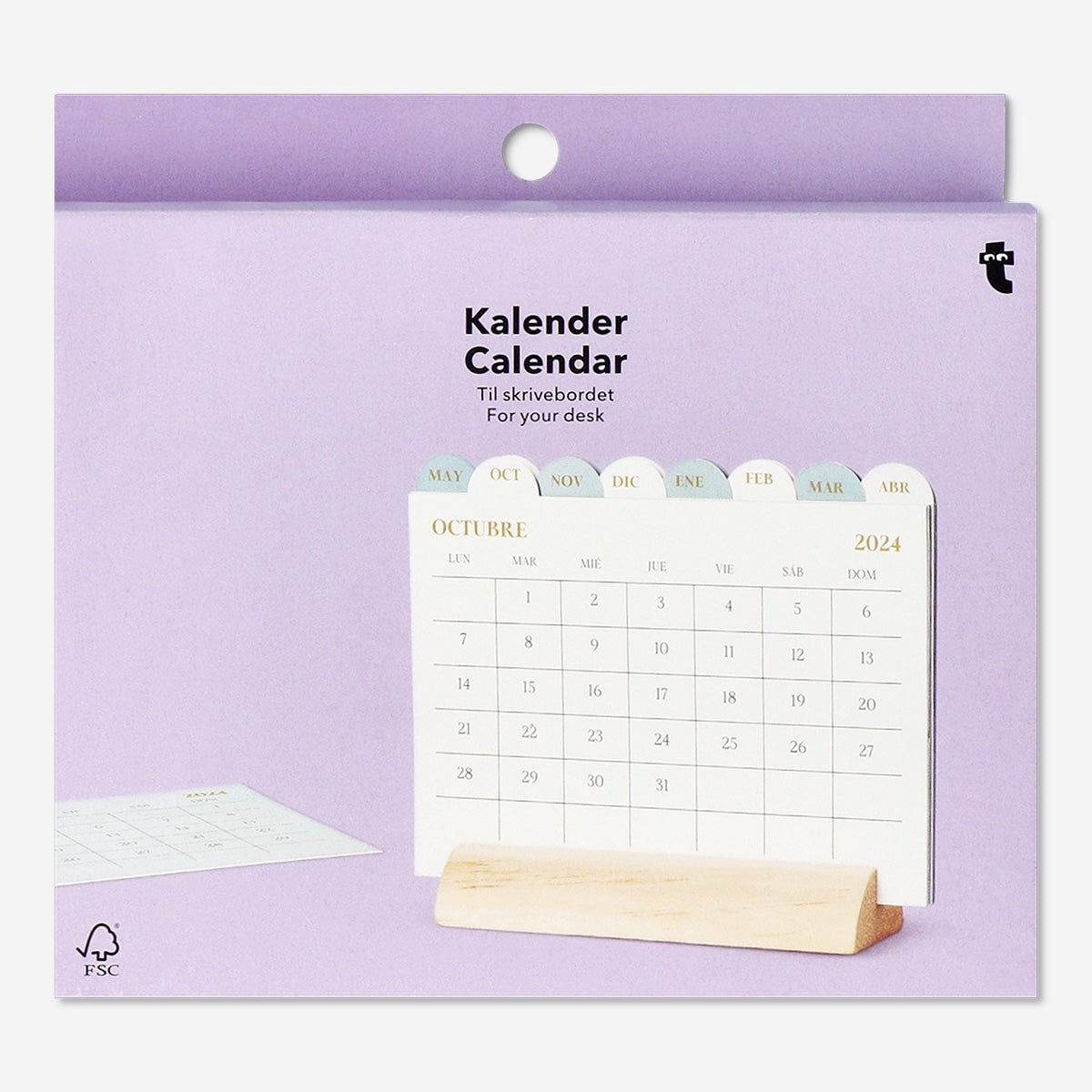 Desk Calendar with Wooden Holder - Spanish Office Flying Tiger Copenhagen 