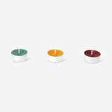 Set of 36 autumn-colored tealights in a home decor style, perfect for creating cozy ambiance. Flying Tiger Copenhagen brand.