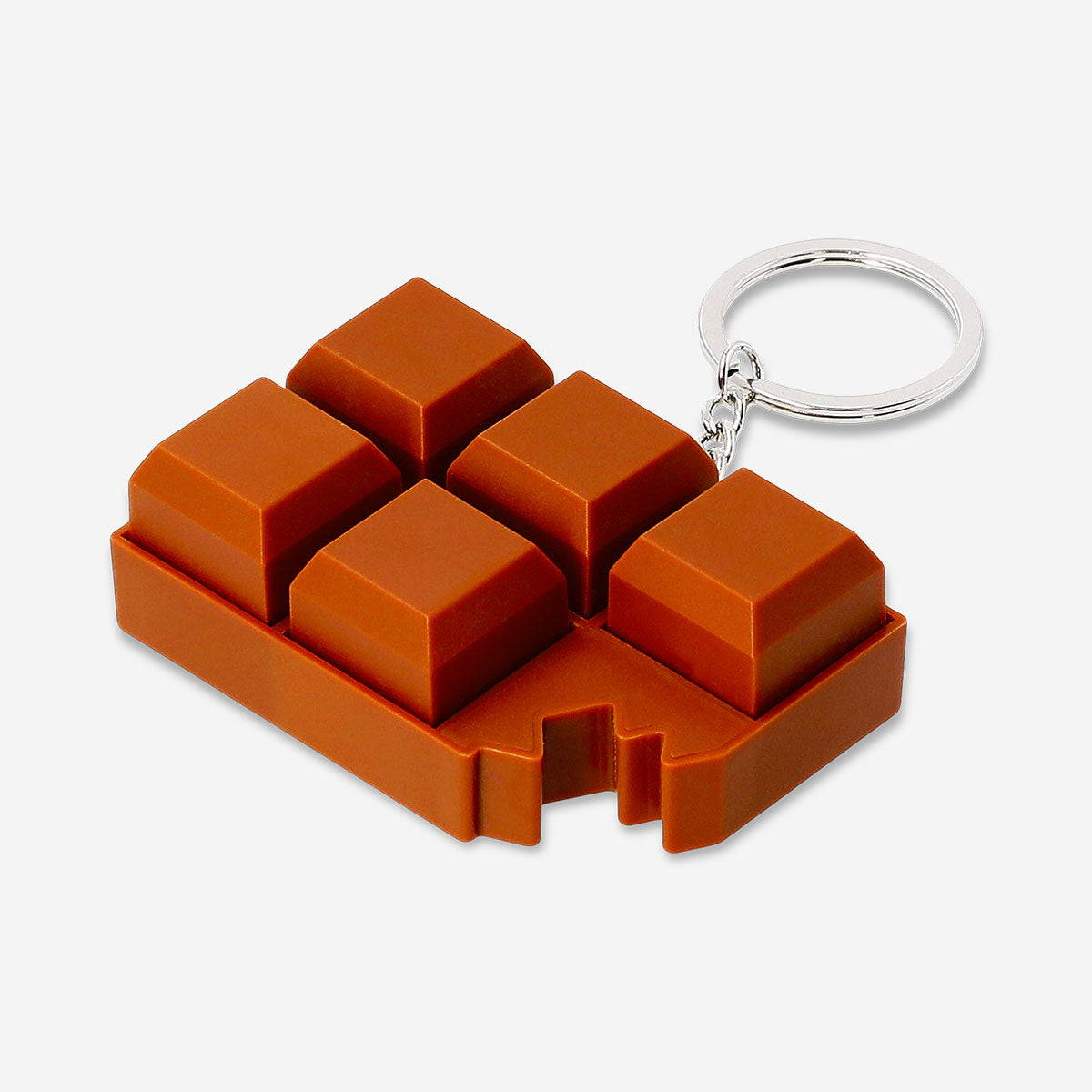 Flying Tiger Copenhagen chocolate bar clicking keyring gadget with a realistic chocolate bar design and clicking mechanism.