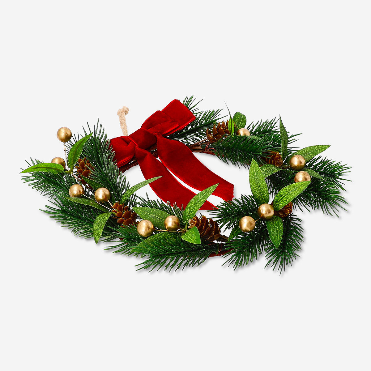 Small 23cm door wreath with decorative greenery, perfect for home decor by Flying Tiger Copenhagen.