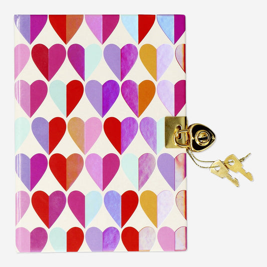 Diary with heart motifs and lock