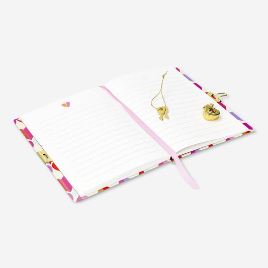 Diary with heart motifs and lock