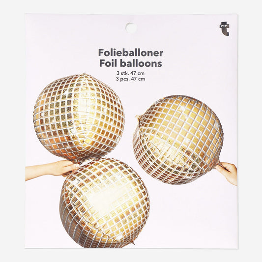 Disco ball foil balloons - 3 pcs