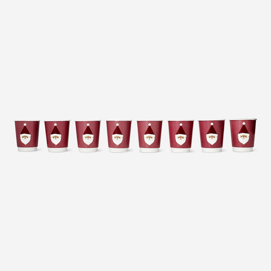 Disposable paper cups with santa - 8 pcs