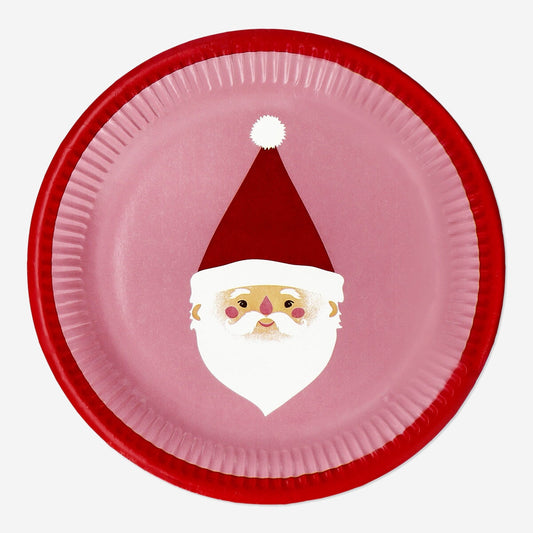 Piatti di carta monouso con Babbo Natale - 8 pz