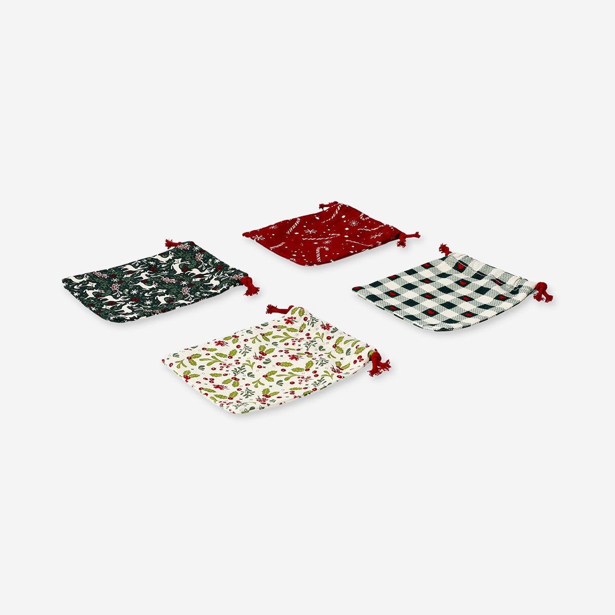 Draw string gift bags with Christmas prints - 4 pcs Office Flying Tiger Copenhagen 