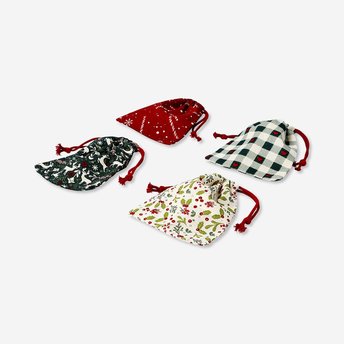 Draw string gift bags with Christmas prints - 4 pcs Office Flying Tiger Copenhagen 