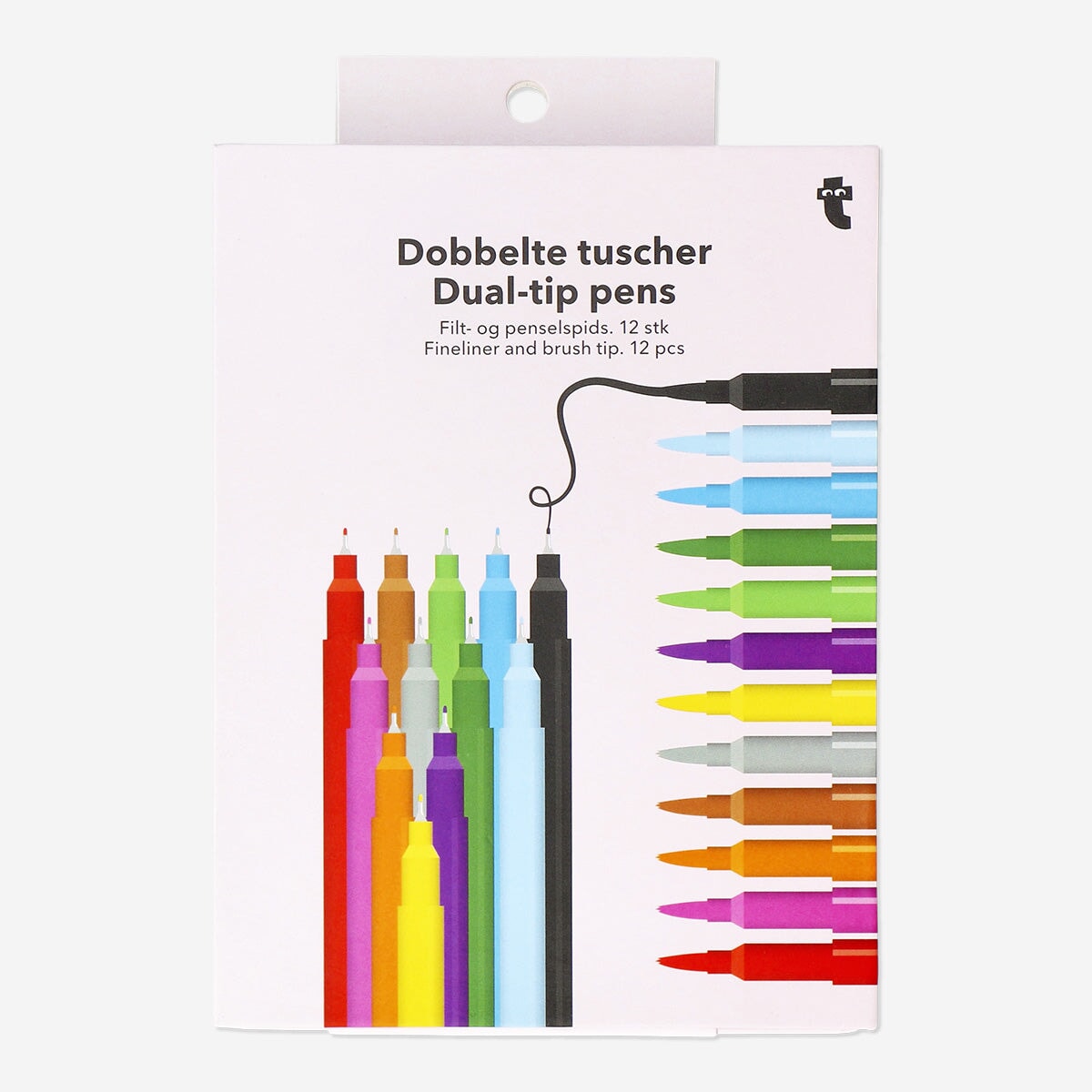 Dual-tip pens with fineliner and brush tips - 12 pcs Office Flying Tiger Copenhagen 