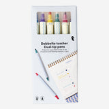 Dual tip pens with fineliners and dotting markers - 6 pcs Office Flying Tiger Copenhagen 