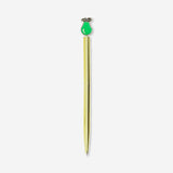 Gold ballpoint pen with green pear topper from Flying Tiger Copenhagen, designed for office use.