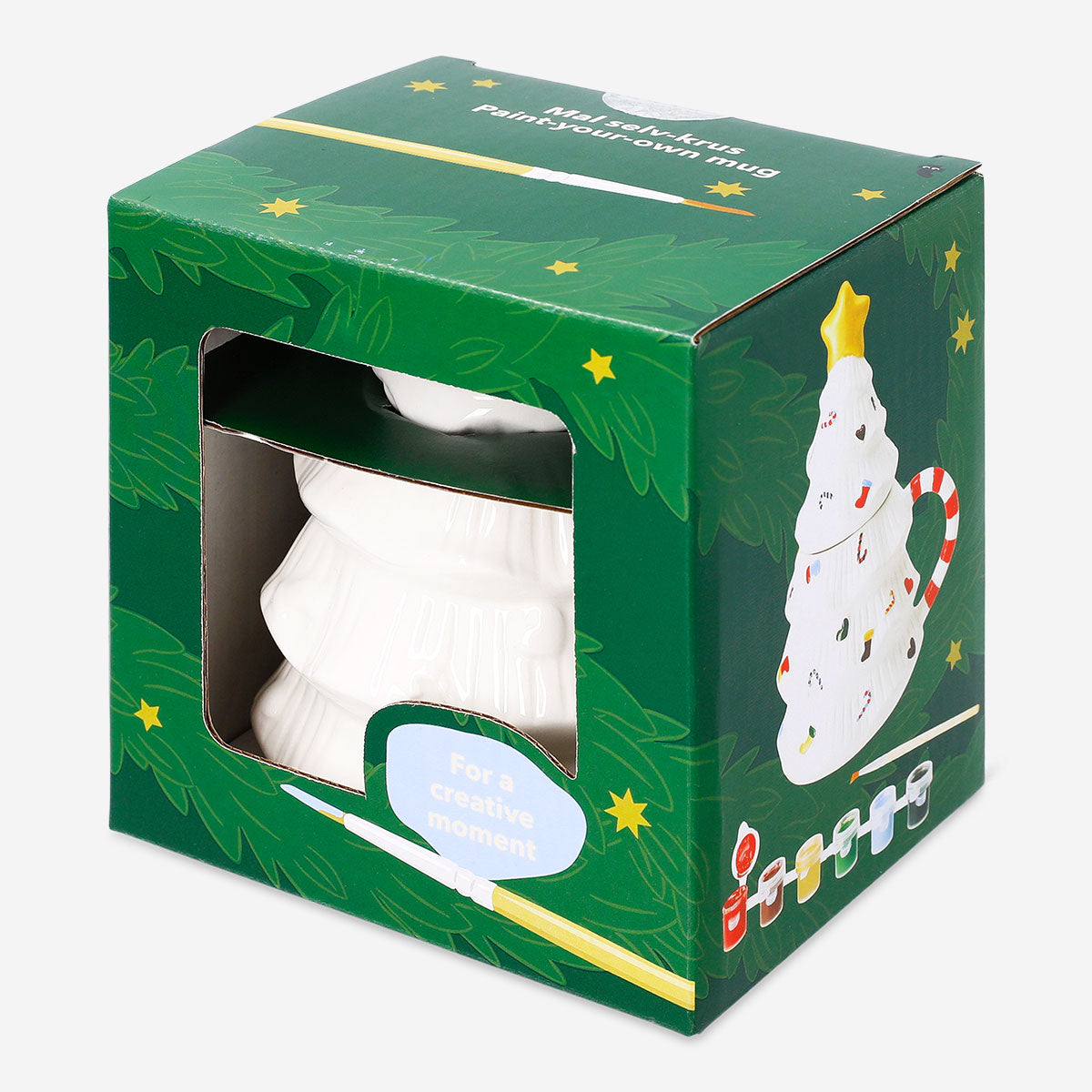 DIY Christmas tree mug with lid by Flying Tiger Copenhagen, 400 ml, featuring holiday-themed design and a festive holiday motif.