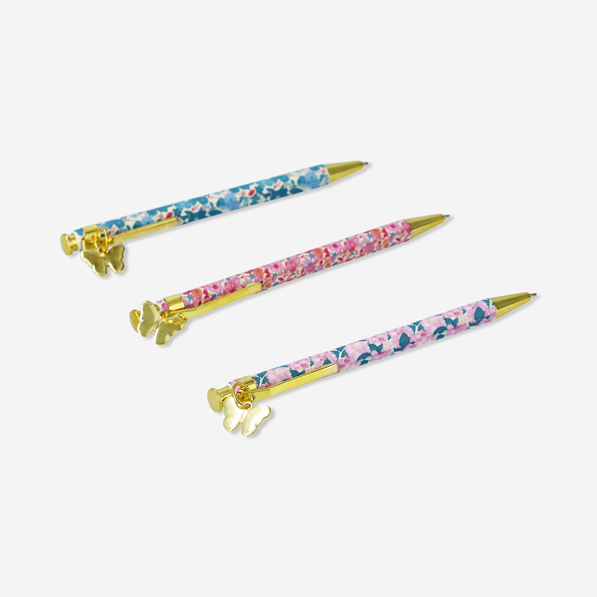 Ballpoint pens with butterfly toppers - 3 pcs
