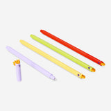 Set of four glitter gel ink pens with colorful parrot toppers from Flying Tiger Copenhagen, ideal for office or writing projects.