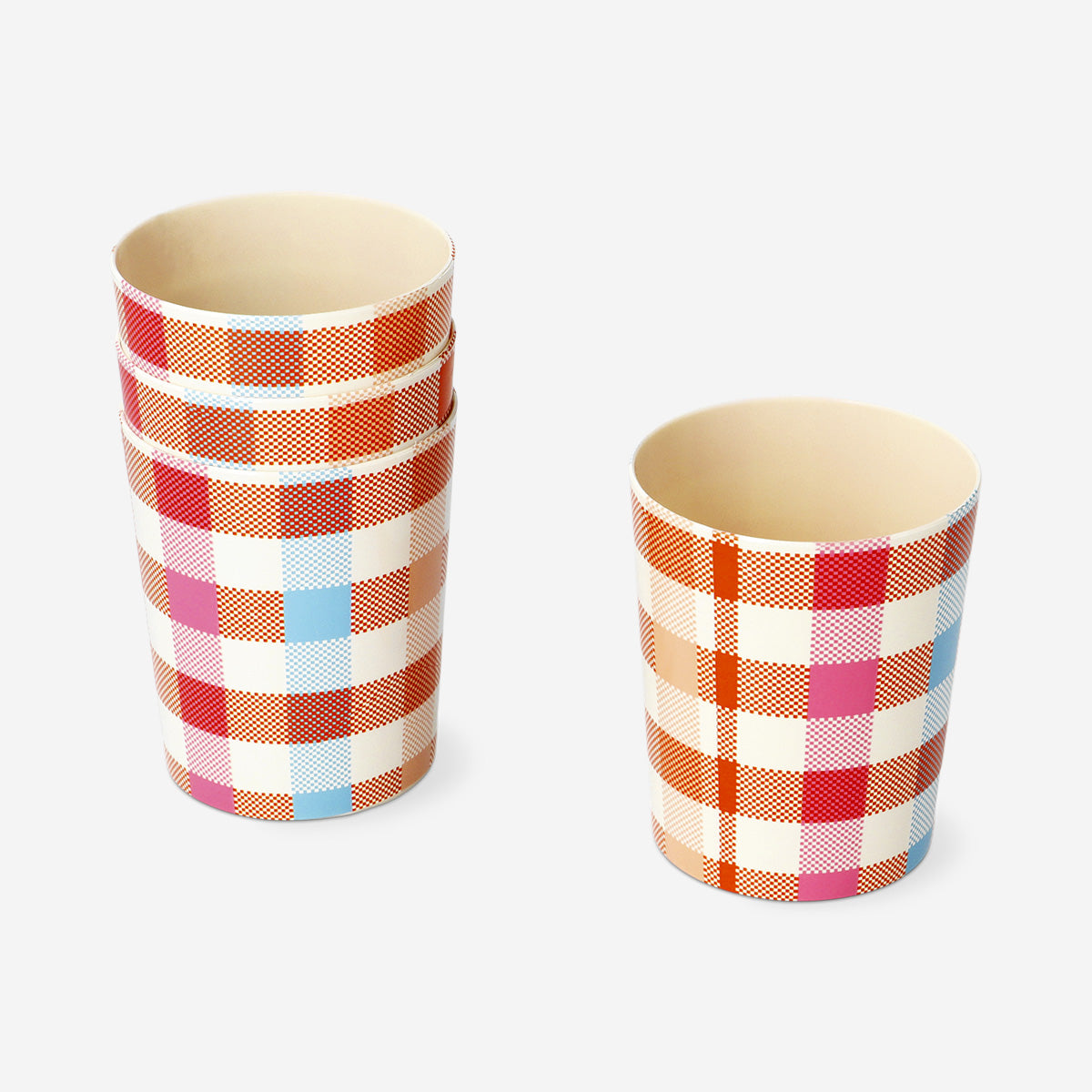 Bicchieri da picnic a scacchi - 4 pz