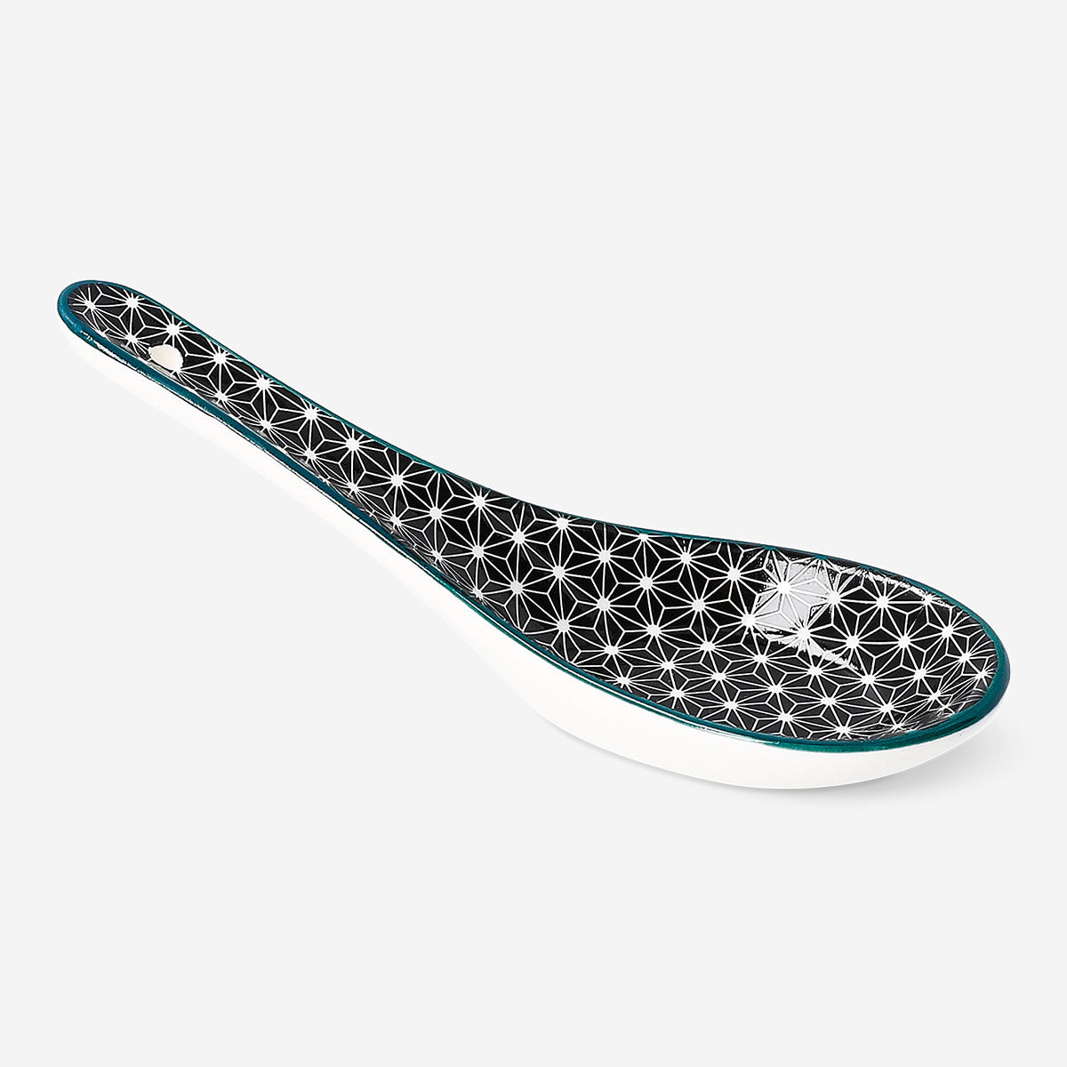 Kitchen ramen spoon with geometric print from Flying Tiger Copenhagen, featuring a stylish design and ergonomic handle.