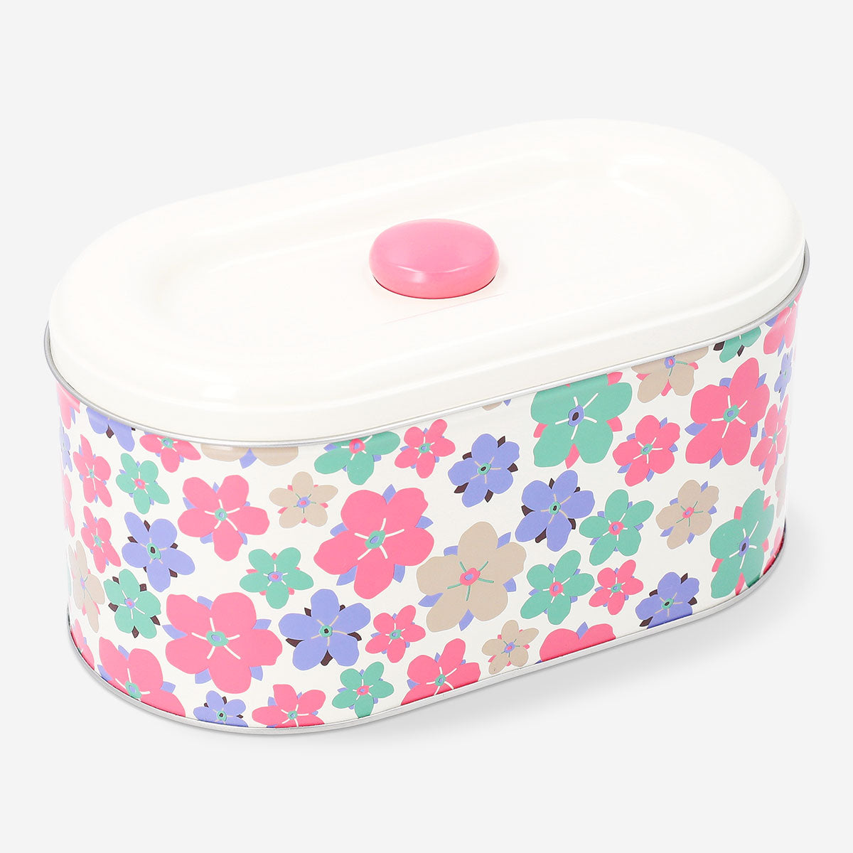 Oval floral print cake tin from Flying Tiger Copenhagen, 23x13 cm, ideal for baking and cake baking in the kitchen.