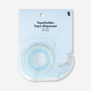 Clear office tape dispenser with roll from Flying Tiger Copenhagen, featuring a sleek design and transparent body.