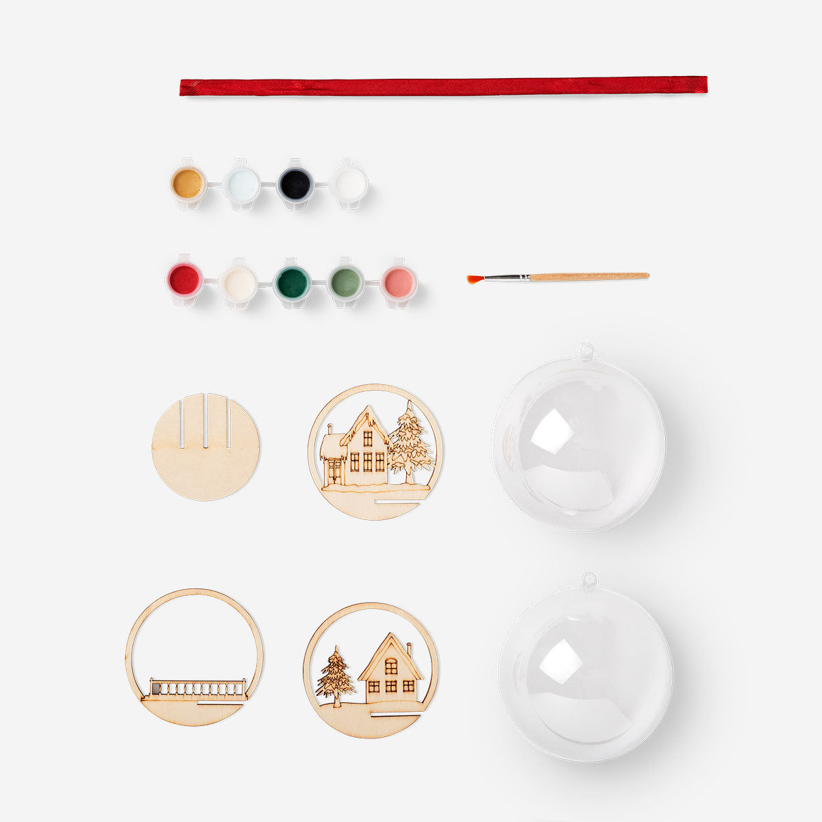 DIY wooden bauble from Flying Tiger Copenhagen, hobby craft kit with natural wooden ornament for decorating or painting.