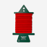 Bordeaux velvet ribbon from Flying Tiger Copenhagen, 5 meters long, shown draped and rolled for decorative or craft use.