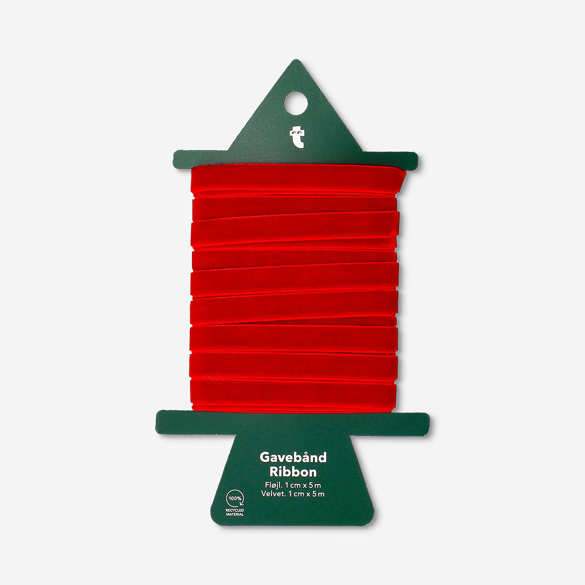 Bordeaux velvet ribbon from Flying Tiger Copenhagen, 5 meters long, shown draped and rolled for decorative or craft use.