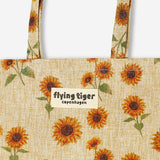 Flying Tiger Copenhagen sunflower print tote bag made of textile with vibrant sunflower design.
