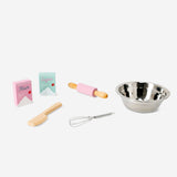 Flying Tiger Copenhagen Play Baking Kit toy with colorful baking accessories and utensils on a white background.