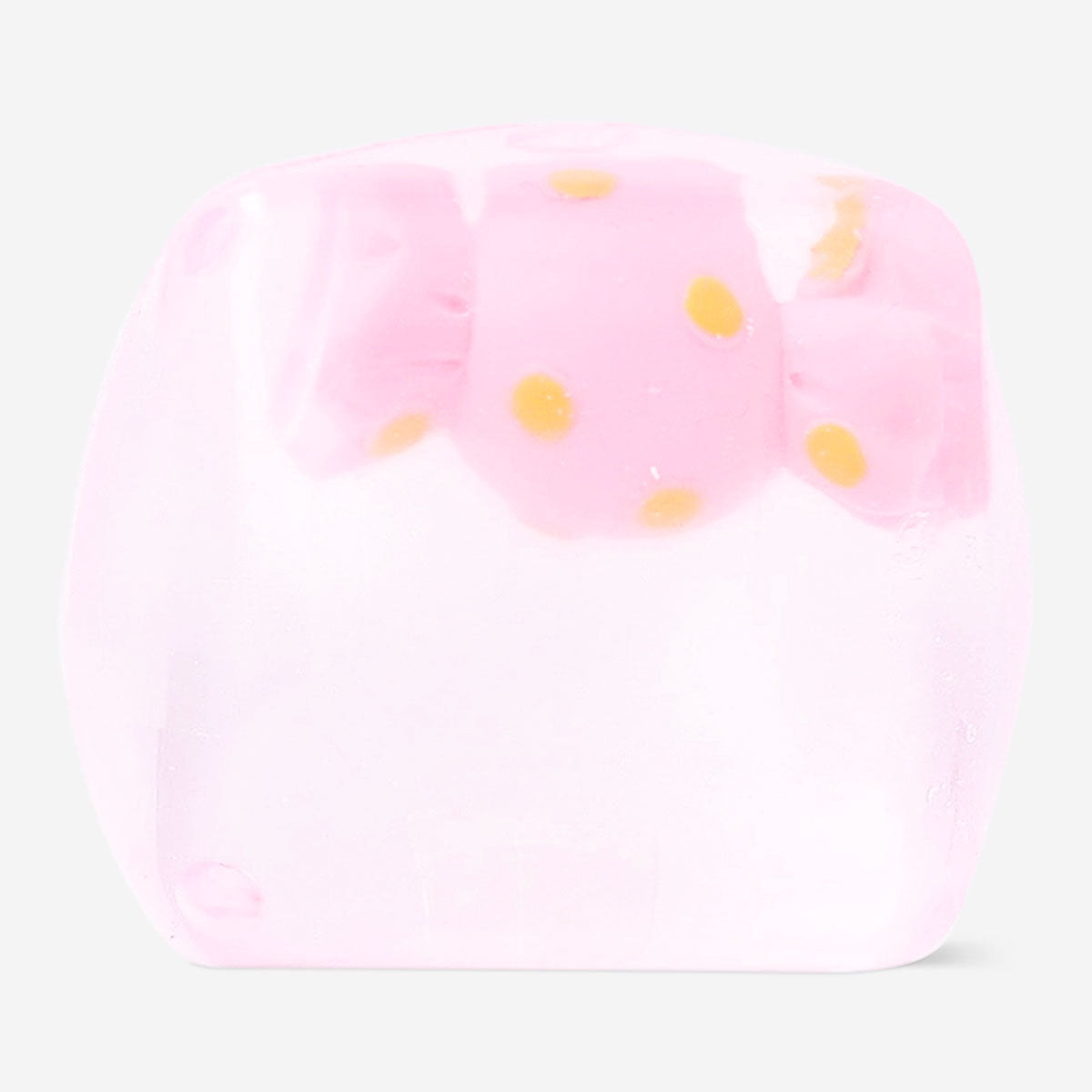 Pink Fidget Cube gadget by Flying Tiger Copenhagen with textured surfaces for tactile sensory stimulation.