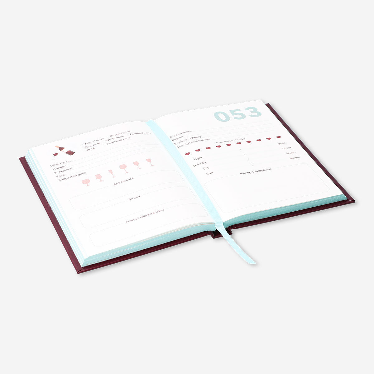A6 wine-tasting journal by Flying Tiger Copenhagen, designed for recording wine notes, with a sleek, compact office style cover.