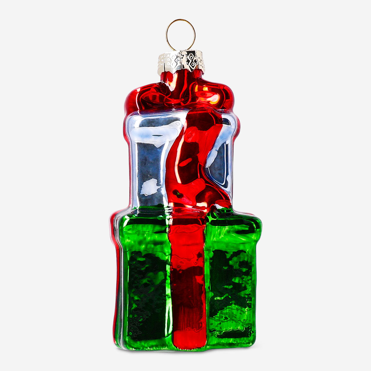 Stack of gift box baubles in festive colors, decorative holiday home decor by Flying Tiger Copenhagen.
