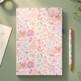 A5 floral office notebook with a pen and magnetic bookmark, featuring colorful flower patterns and a sleek design.