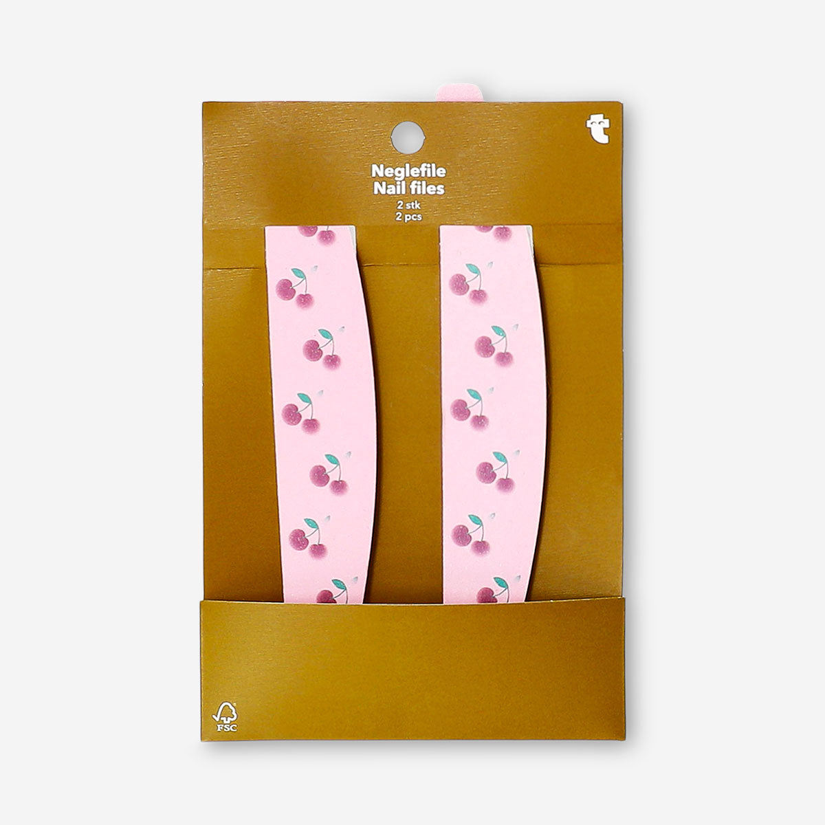 Two Cherry Print Nail Files from Flying Tiger Copenhagen for personal care, featuring colorful cherry designs.
