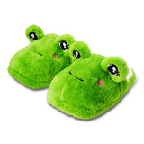 Flying Tiger Copenhagen frog slippers in size 38/39, soft textile with playful frog design and fluffy detailing.
