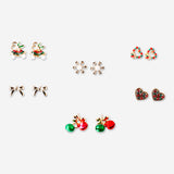 Set of ear studs - Festive bows and wreath