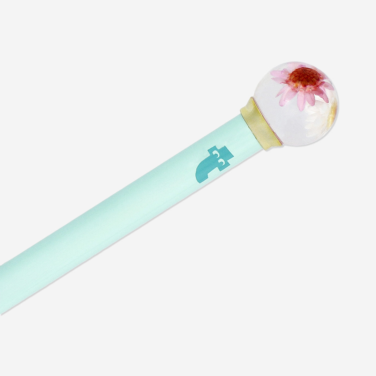 Turquoise pen with flower globe