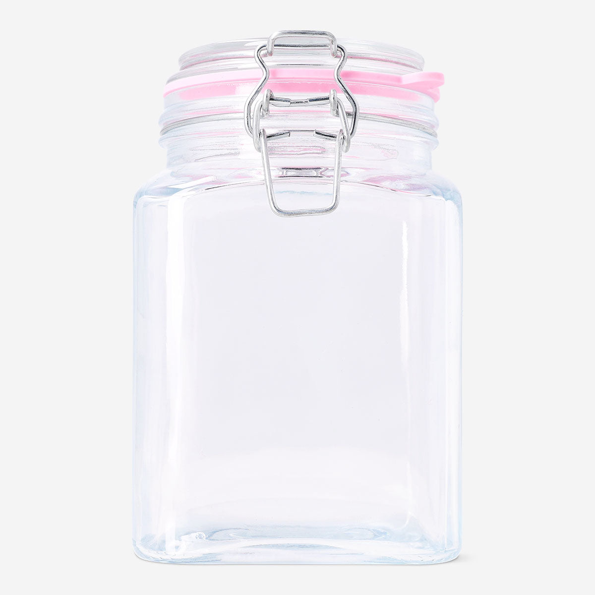 Flying Tiger Copenhagen square glass storage jar, 1 L, with clear sides and airtight lid