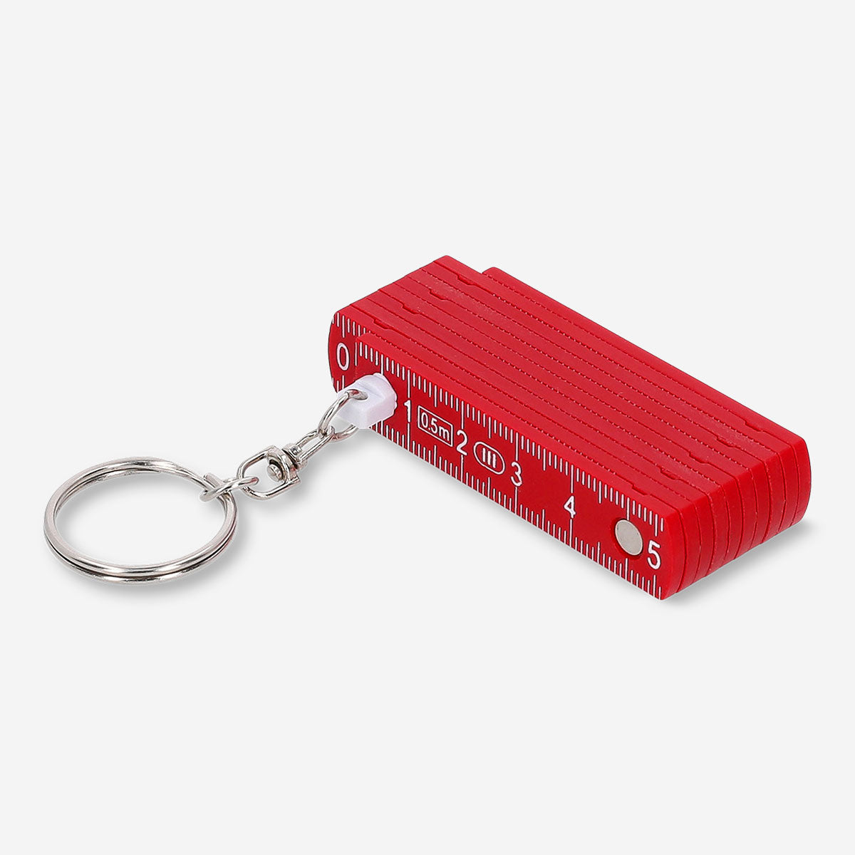 Flying Tiger Copenhagen folding ruler key ring with compact metal design and integrated measuring tape for on-the-go measurements.
