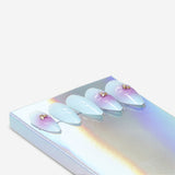 Press on nails - Blue flower with rhinestones