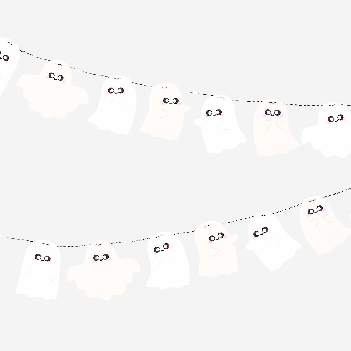 Halloween felt garland with ghost shapes, 200 cm long, ideal for spooky party decorations by Flying Tiger Copenhagen.