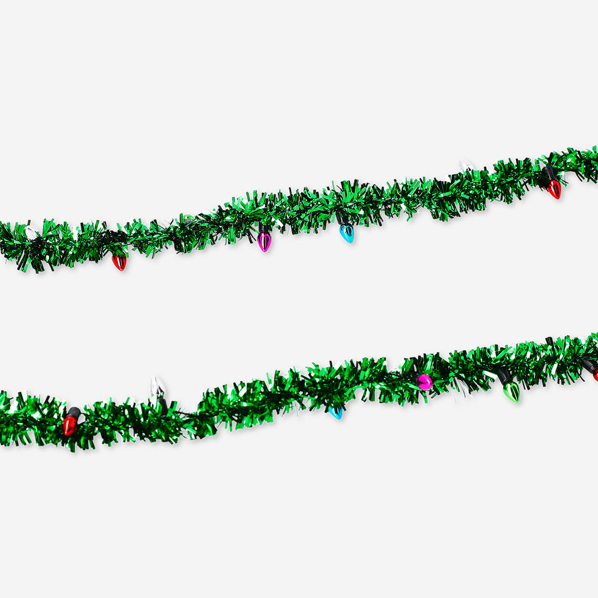Green tinsel ribbon from Flying Tiger Copenhagen, 2 meters long, suitable for office decorations and festive crafts.