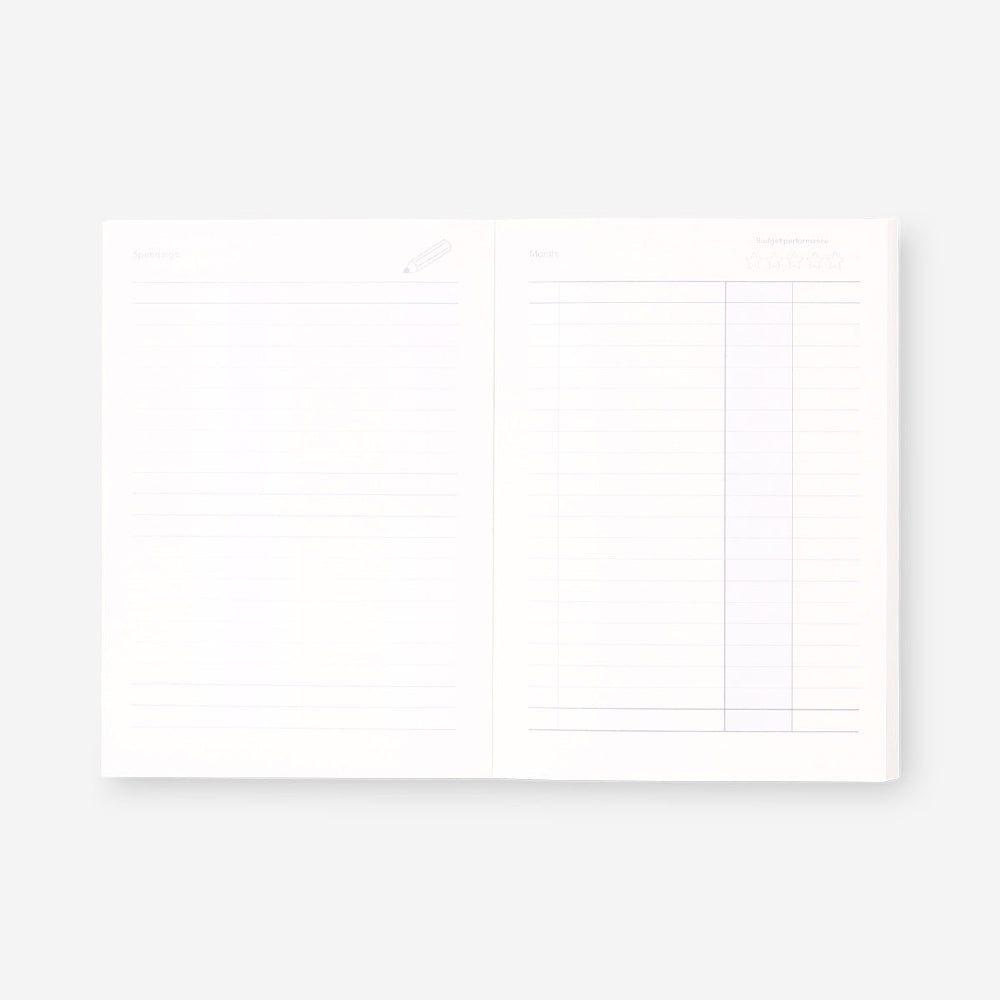Flying Tiger Copenhagen budget planner for office use, featuring organized pages and a sleek design for managing finances.