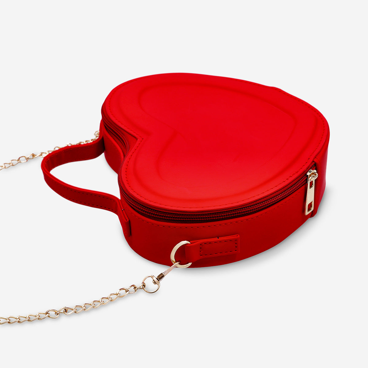 Red heart bag with gold chain