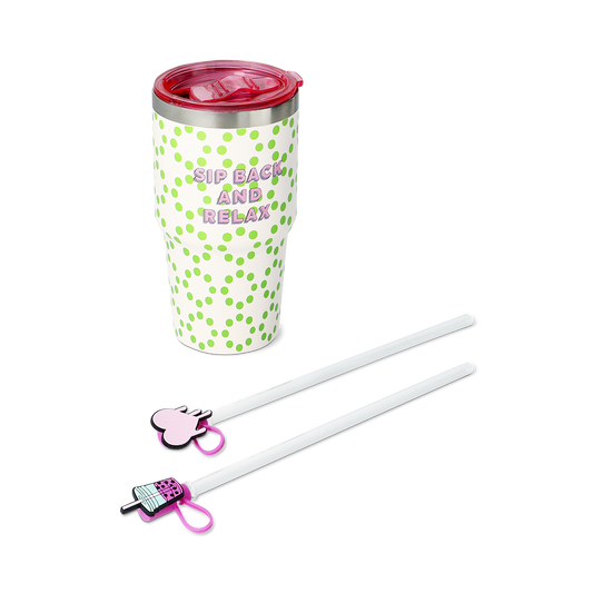 Tumbler with straw and icon straw covers - 3 pcs