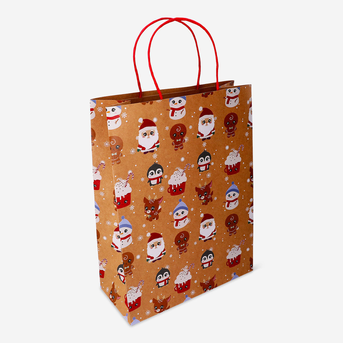 Office gift bag featuring cute Christmas characters from Flying Tiger Copenhagen, with festive holiday designs and colorful illustrations.